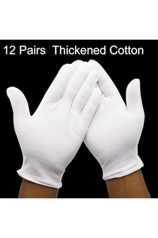 Sones 12 Çift Saf Pamuklu İş Eldiveni, Kalınlaştırılmış Pamuk