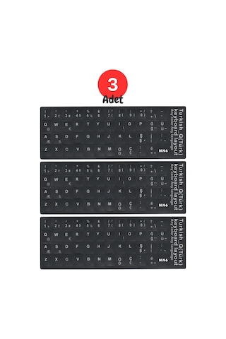 Mn6 Mtrq Türkçe Q Klavye Sticker/3 Adet-silinmez-laptop Pc Uymlu/türkçe Q Sticker