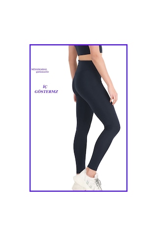 Missmaral Kadın Lacivert Yüksek Bel Toparlayıcı Tayt Tam Boy Dalgıç Likralı Kumaş Casual & Comfort 102101 Larcivert