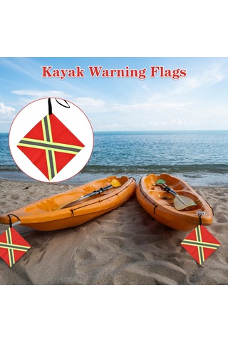 Mufunye 4 Adet 30x30cm Oxford Kumaş Kayak Bayrağı, Yansıtıcı Çizgili, Görünürlüğü Artırıcı, X Tipi Kare Desenli