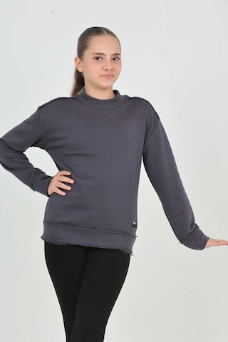 Toontoy Kız Çocuk Happen Nakışlı Sweatshırt Füme Melanj