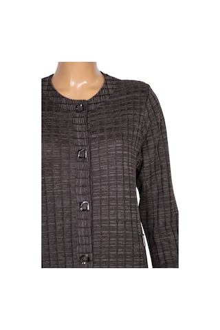 Hesna Kadın Nurel Büyük Beden Kışlık Kare Çıtçıtlı Kahve Pardesü Kahverengi