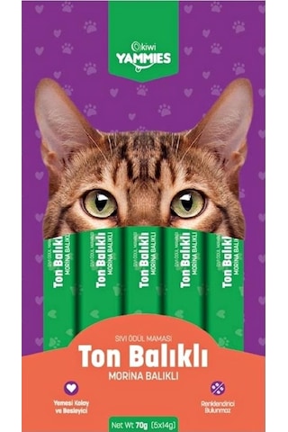 Kiwi Yammies Ton Balıklı Morina Balıklı Sıvı Kedi Ödül Maması 12 Paket