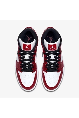 Nike Air Jordan 1 Mid Chicago Basketbol Ayakkabısı Beyaz - Kırmızı - Siyah