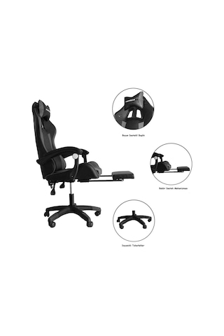Fashcolle Dynamic Masajlı Gri-Siyah Oyuncu Koltuğu