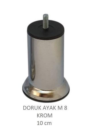 Doruk Ayak, Cıvatalı Baza Koltuk Dolap Ayağı, Metal, Krom, M8, 10 Cm Krom