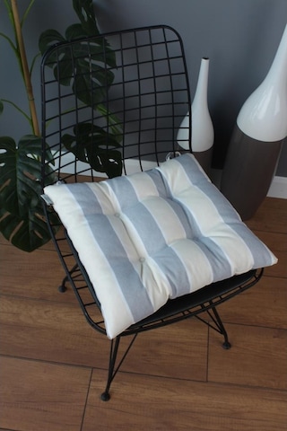 Altınpamuk Altınpamuk Beta Pofidik Gri Krem Sandalye Minderi Bağcıklı 40X40C