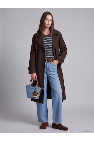 Lcw Modest Kahverengi Kuşaklı Kadın Gabardin Trençkot
