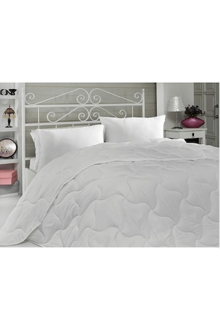 Çift Kişilik Microfiber Yorgan 195x215 Beyaz Silikon Elyaf Soft Beyaz