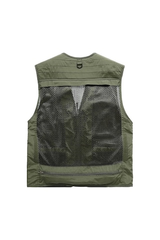 Artfulabode Yeşili Yelek, V-yaka, Tutma Sansız Ordu Kamp İş İçin. Hava, Erkek Fonksiyonel Cep Balık Açık Haki