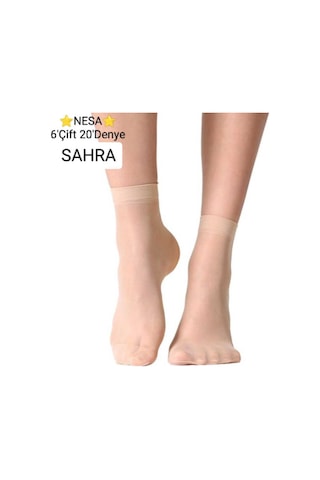 Nesa 6' Çift Kadın Soket Tül Çorap -51 Sahra Sahra