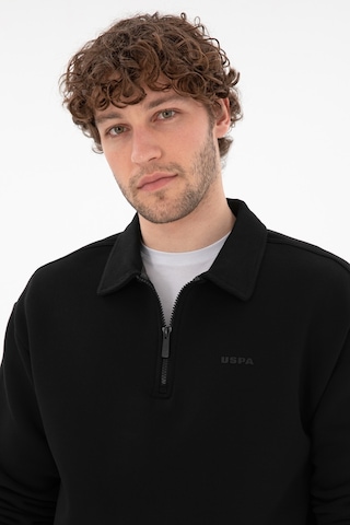 U.S. Polo Assn. Erkek Comfort Fit Yarım Fermuarlı Siyah Basic Sweatshirt 50298265-VR046