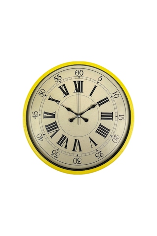 Zentime 36 Cm Sarı Dekoratif Duvar Saati çok Renkli