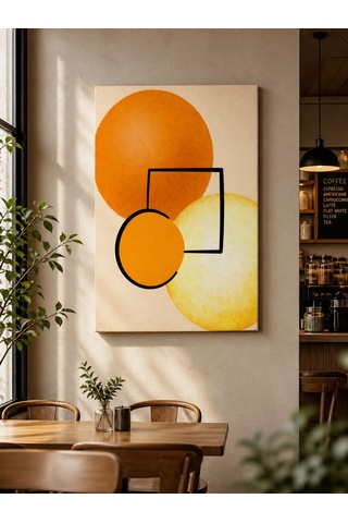 Turuncu & Sarı Geometrik Sanat Kanvas Tablo Premium Dekoratif Tablo