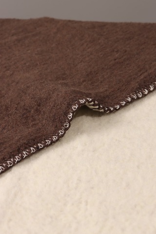 Yeşilhome Çift Kişilik Pamuk Battaniye, Çift Taraflı Battaniye Kahve-krem Kahverengi - Krem