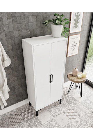 Viyana 2 Kapaklı Banyo Dolabı Çok Amaçlı Tamamı Mdf Beyaz