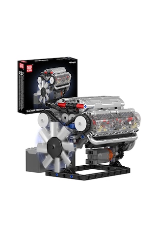 Mould King 10088 Motorlu V8 Motor Yapım Seti 535 Parça
