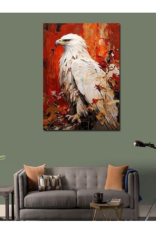 Kanvas Tablo Kırmızı Pastel Renk Ve Beyaz Kartal 50cmx70cm