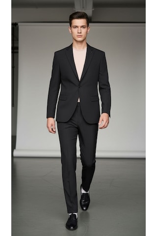 Erkek Tek Düğme Slim Fit Takım Elbise - Şık Ofis ve Davet Kombini Siyah
