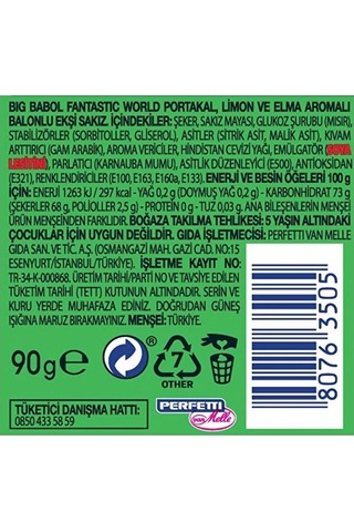 Big Babol Fantastic World Portakal + Limon + Elma Aromalı Ekşi Sakız 90 G