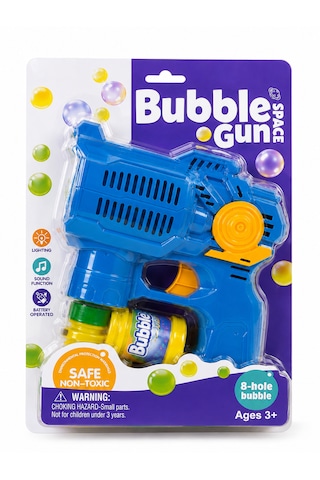 Işıklı Ve Sesli Köpük Tabancası Bubble Gun Köpük Solüsyonlu Mavi