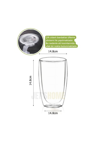 4 Lü Set Büyük Latte Bardağı Cappuccino Bardağı Çift Cidarlı Bardak Americano Bardağı 450 Ml Şeffaf