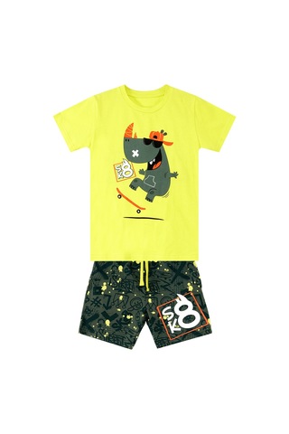 Denokids Kaykay Hipo Erkek Çocuk T-shirt Şort Takım Çok Renkli
