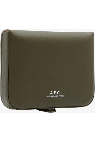 A.p.c Josh Unisex Lüks Bitkisel Deri Bozuk Para Kesesi Cüzdan Haki