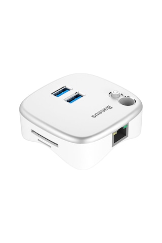 Baseus Rj45 Tf Çok Fonsiyonlu Notebook Adaptörü Hub Dual Usb 3.0 Gümüş