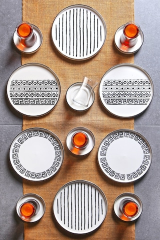 KitchenLife 18 Parça Stackable Siosavior Kahvaltı Takımı Seti - Çay Bardaklı Kahvaltı Takımı Çay Seti