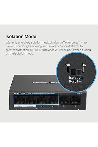Ms106lp, 6-port 10/100mbps Desktop Switch With 4-port Poe+