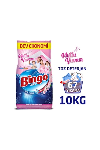 Bingo Matik Mutlu Yuvam Renkliler ve Beyazlar Toz Çamaşır Deterjanı Dev Ekonomi Paketi 10 KG