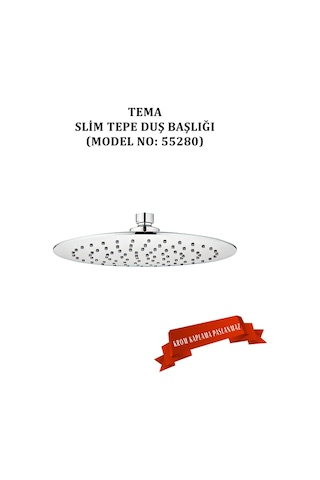 Tema 55280 Slim Tepe Başlık Modern Duş Başlığı Krom