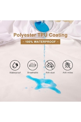 Novahub Gri Tek Kişi Yatak Çarşafı, Elastik Su Geçirmez Yatak Koruyucu, 150x200x30cm, Ev Ve Otel İçin Gri