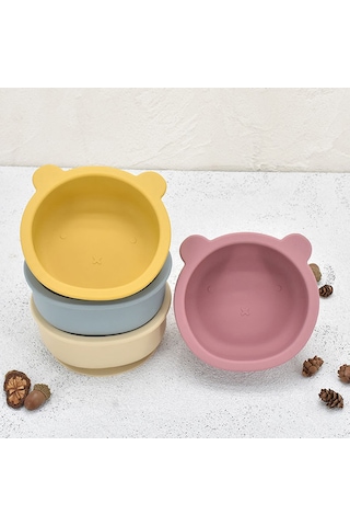Qingmipy Bebekler İçin Pratik Silikon Yapışkan Tabak Ve Kaşık Seti - Taşınabilir Çocuk Yemek Kabı Çok Renk Seçeneği