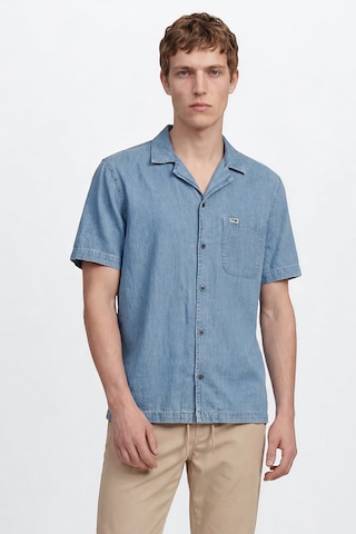 Wrangler Pamuk Relaxed Fit Rahat Kesim Gömlek Yaka Denim Gömlek Mavi
