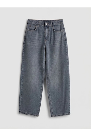 Lc Waikiki Gri Yüksek Bel Boyfriend Fit Kadın Jean Pantolon