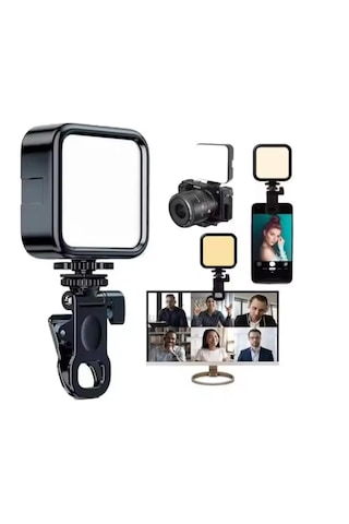 Taşınabilir Kısılabilir Yüksek Parlaklık Dolgu Işığı Işık Paneli Kıskaçlı Telefon Ve Notebook Tutucu Siyah