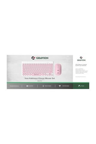Gravion Km-bt37 Kablosuz Klavye Mouse Seti, Bluetooth + Usb Dongle 2.4g, 78 Tuş Kompakt, Türkçe Q, P Diğer