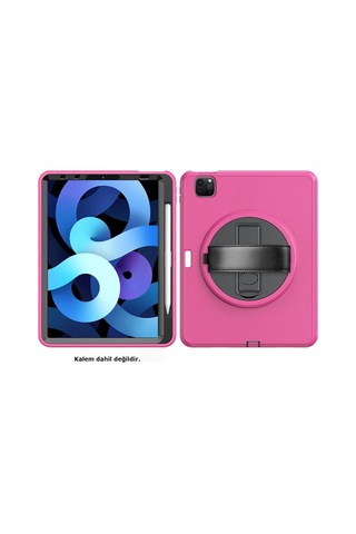 Apple İpad Pro 11 2018 Kılıf Hand Strap Tablet Kılıfı - Pembe Arka Kapak