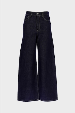 Weslie Koyu Mavi Yüksek Bel Patı Fermarlı Wideleg Jean Pantolon C 4530-205