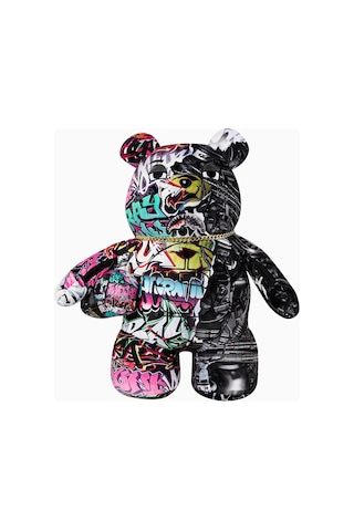 Sprayground Split Cybershark Moneybear Teddy Bear Backpack, Sınırlı Üretim Lüks Sırt Çantası Renkli Çok Renkli