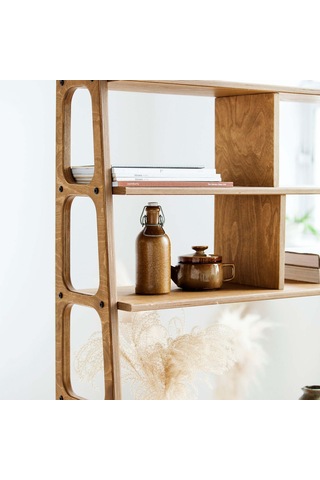 Woodesk Layer, Ahşap Kitaplık Ve Raf Ünitesi, 190x75, Tik Renk