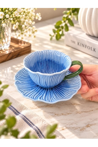 2 Kişilik Petal Kahve Fincanı Seti-7614 Çok Renkli