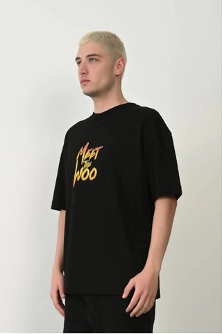 Freedom Store Erkek Baskıkı Kısa Kok Bisiklet Yaka T-shirt - Siyah