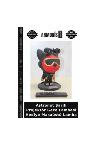 Astronot Şarjli Projektör Gece Lambasi Hediye Masaüstü Lamba Çok Renkli