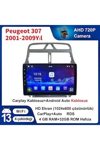 Peugeot 307 2001-2009yıl Android 4gb Ram 32gb Rom Carplay Multime