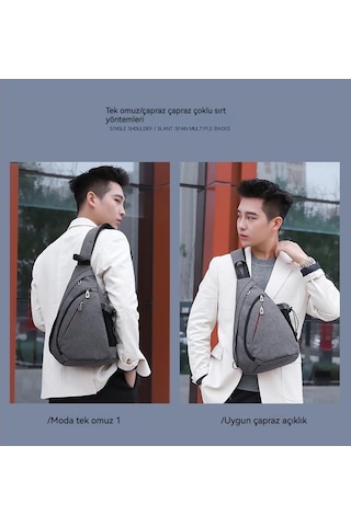 Pratik Ve Şık Çapraz Askılı Spor Çanta - Hafif Ve Fonksiyonel Günlük Kullanım İçin Dijital Depolama Alanı Gri