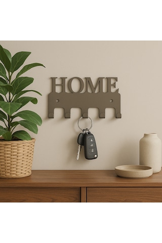 Lunoart Home Yazılı Metal Anahtarlık Askısı Duvar Tipi Anahtar Organizer Vizon