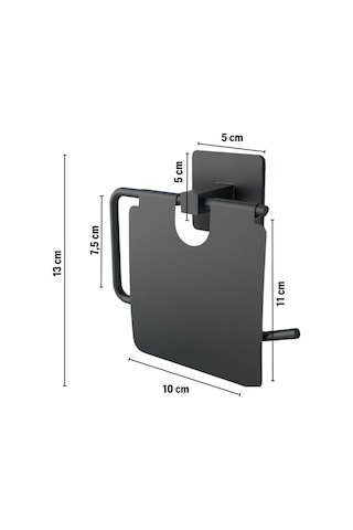 Zmc Bilişim Kendiliğinden Yapışkanlı Siyah Paslanmaz Metal Kapaklı Tuvalet Kağıtlığı Aparatı Çok Renkli